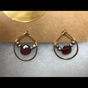 Rabat Earrings - Gold fill, pyrite, gornet